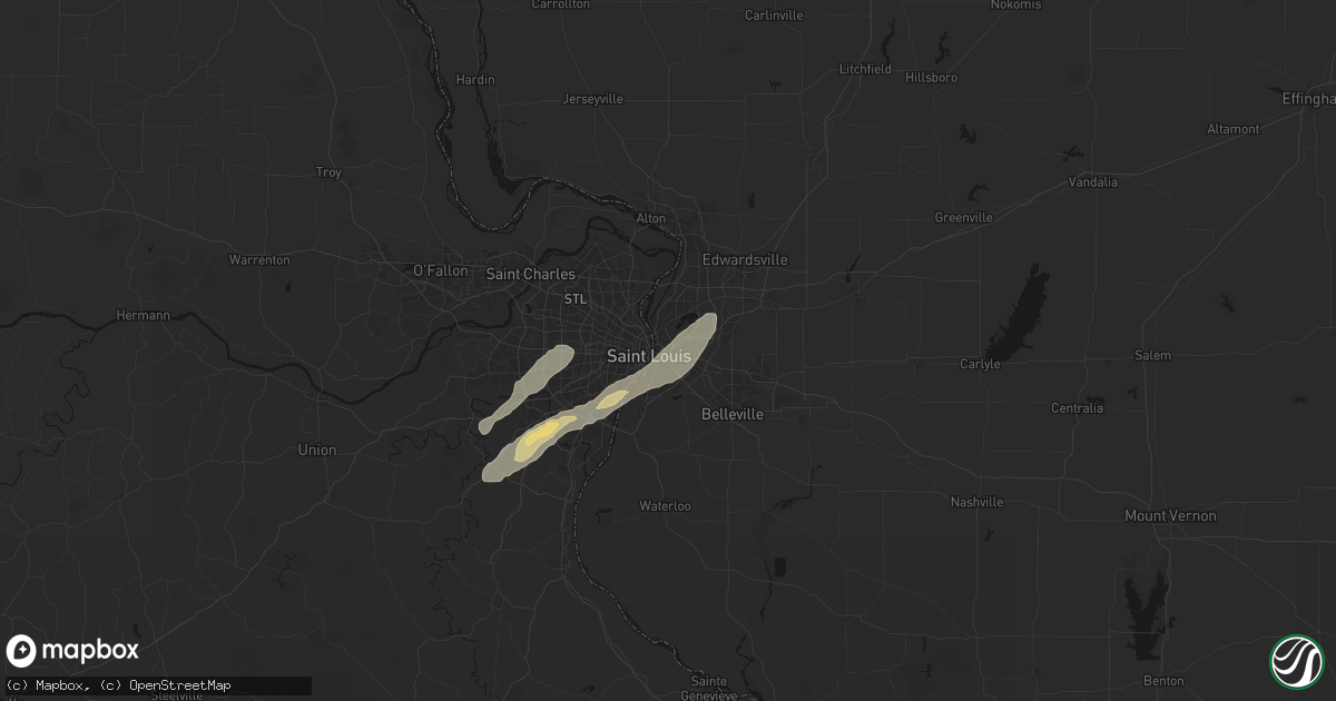 Hail map in East Saint Louis, IL on October 13, 2026
