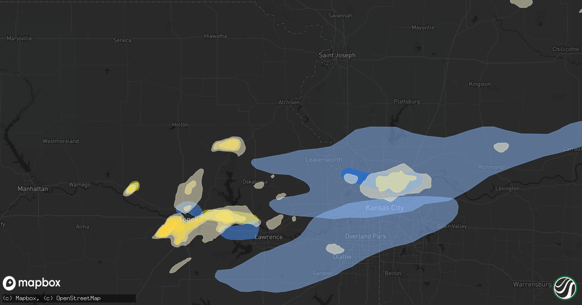 Hail map in Easton, KS on October 13, 2026