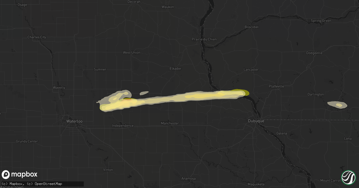 Hail map in Edgewood, IA on October 13, 2026