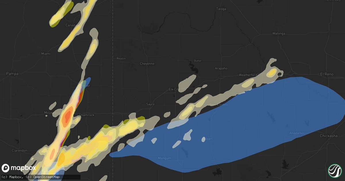 Hail map in Elk City, OK on October 13, 2026