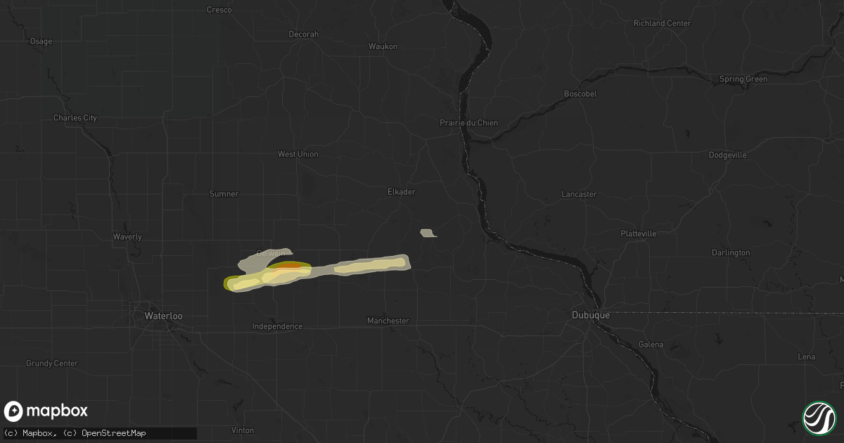 Hail map in Elkport, IA on October 13, 2026