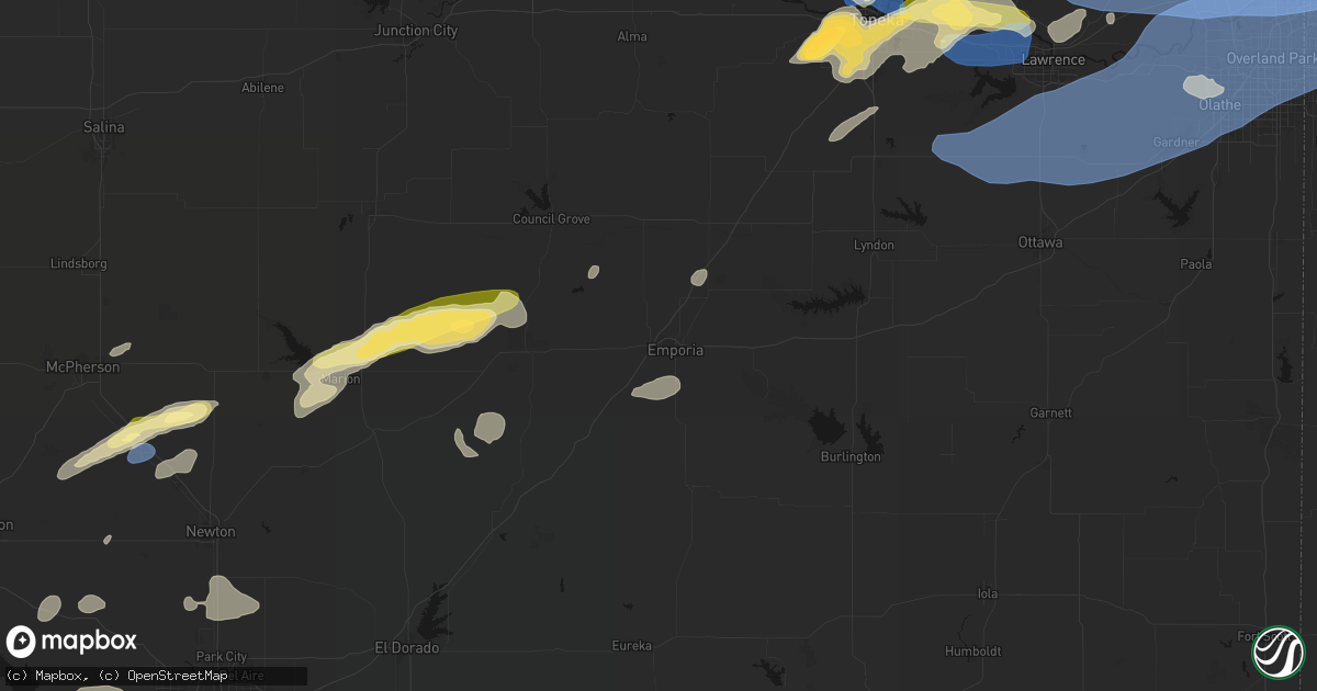 Hail map in Emporia, KS on October 13, 2026