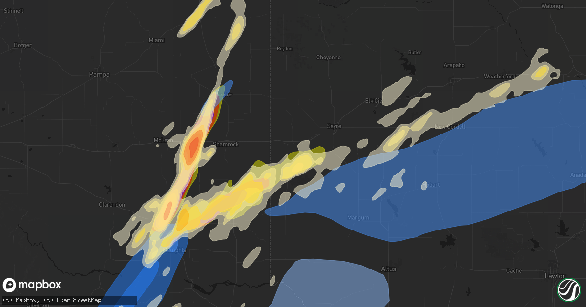 Hail map in Erick, OK on October 13, 2026