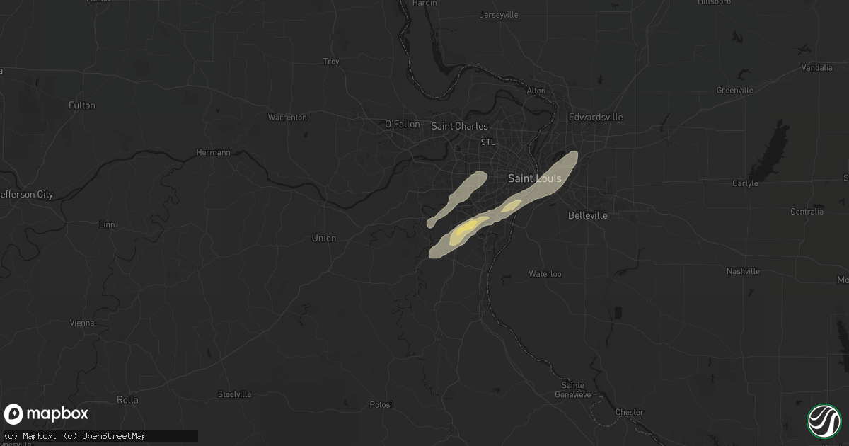 Hail map in Eureka, MO on October 13, 2026