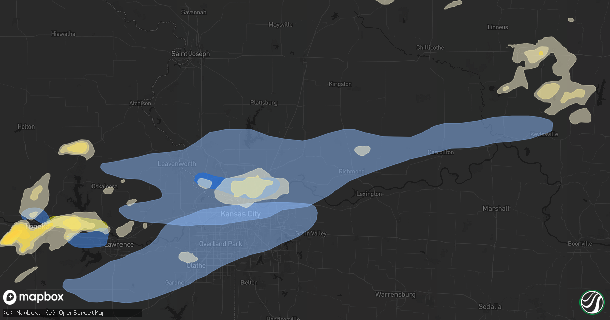 Hail map in Excelsior Springs, MO on October 13, 2026