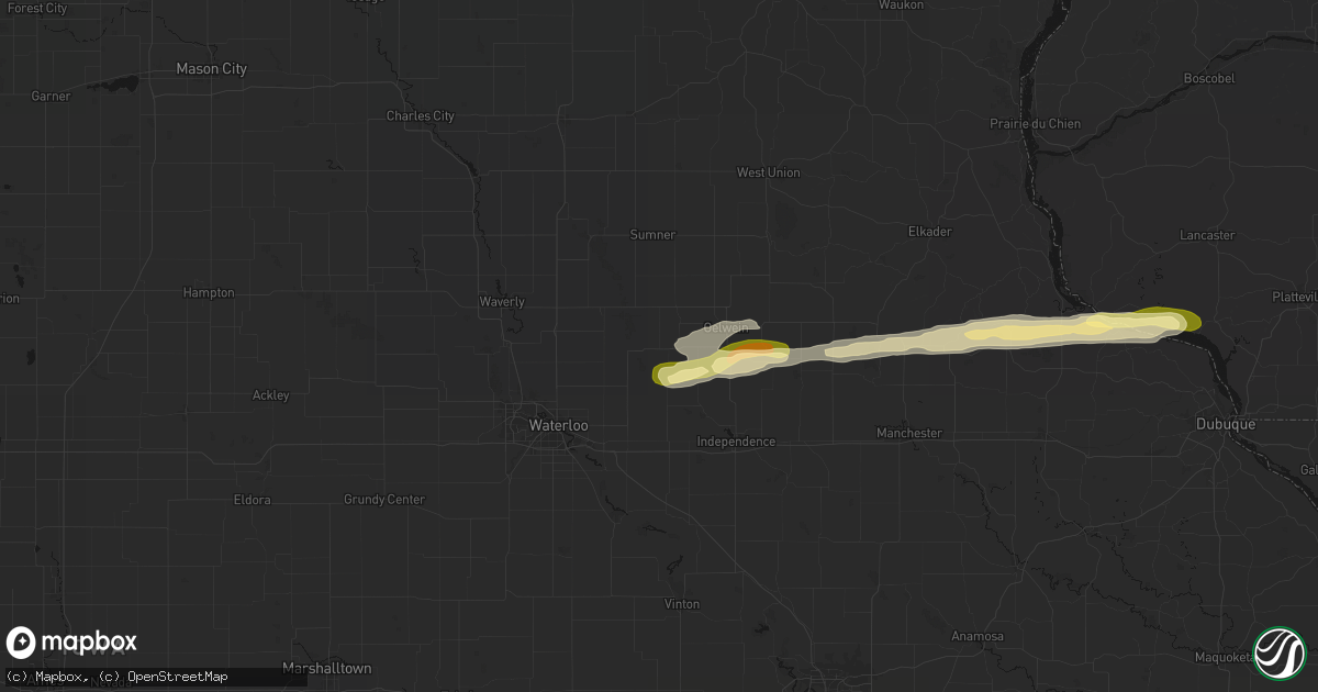 Hail map in Fairbank, IA on October 13, 2026