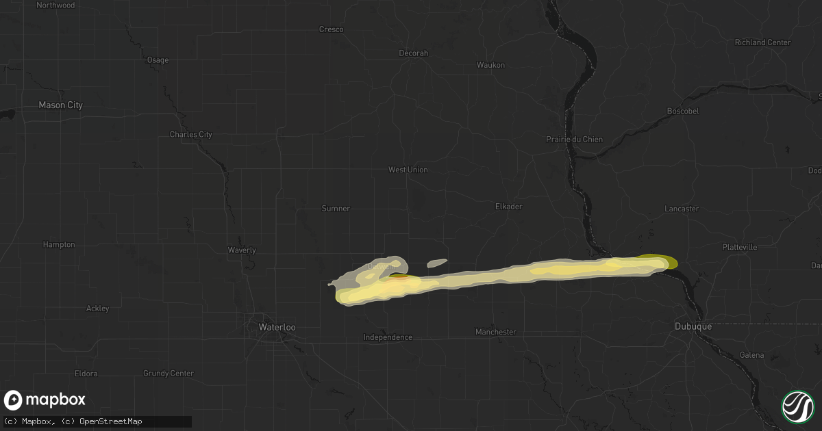 Hail map in Fayette, IA on October 13, 2026