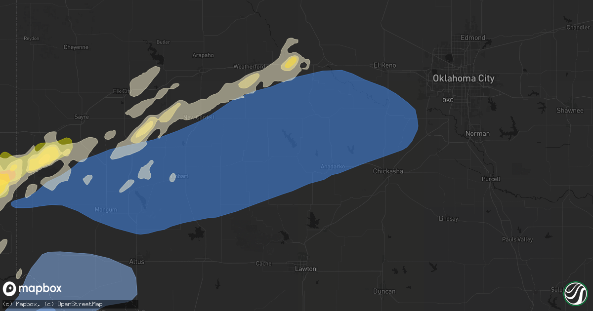 Hail map in Fort Cobb, OK on October 13, 2026
