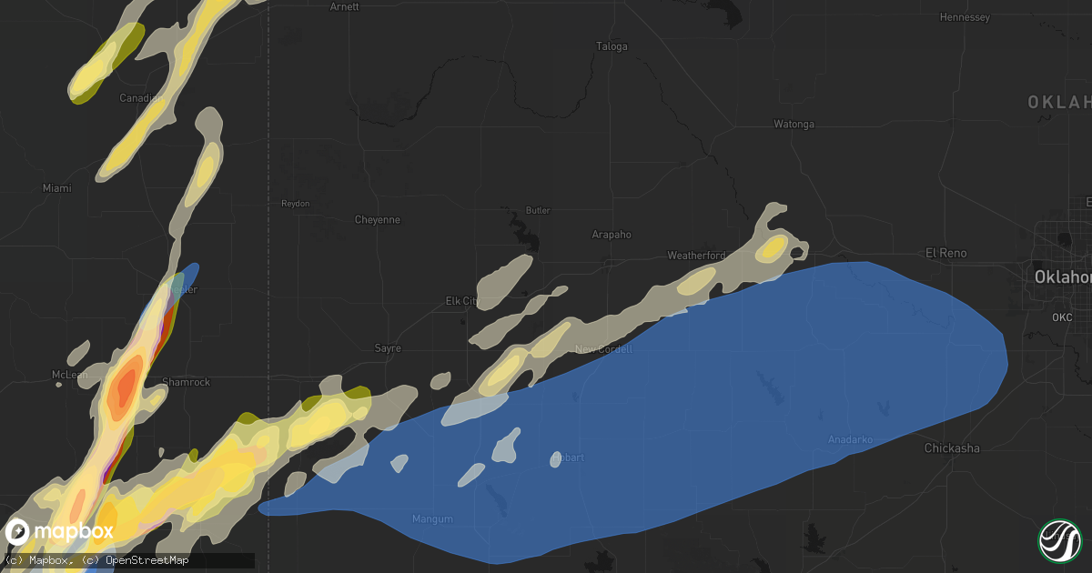 Hail map in Foss, OK on October 13, 2026