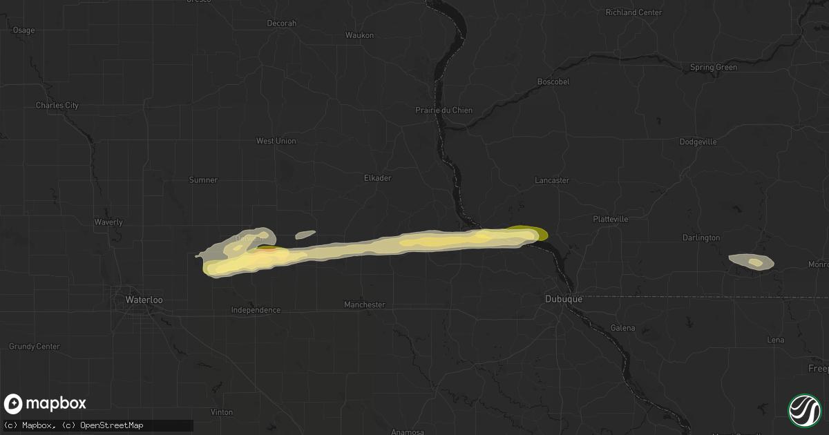 Hail map in Garber, IA on October 13, 2026