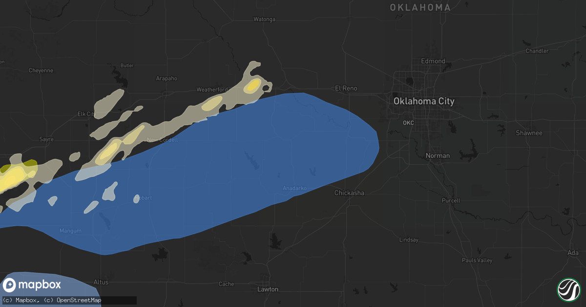 Hail map in Gracemont, OK on October 13, 2026