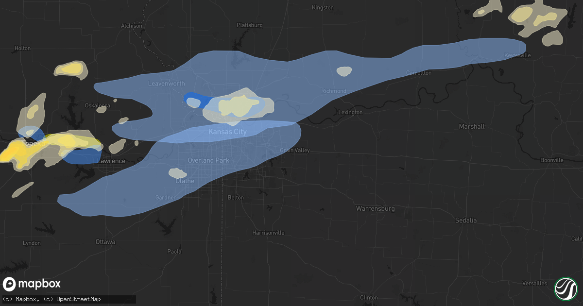 Hail map in Grain Valley, MO on October 13, 2026