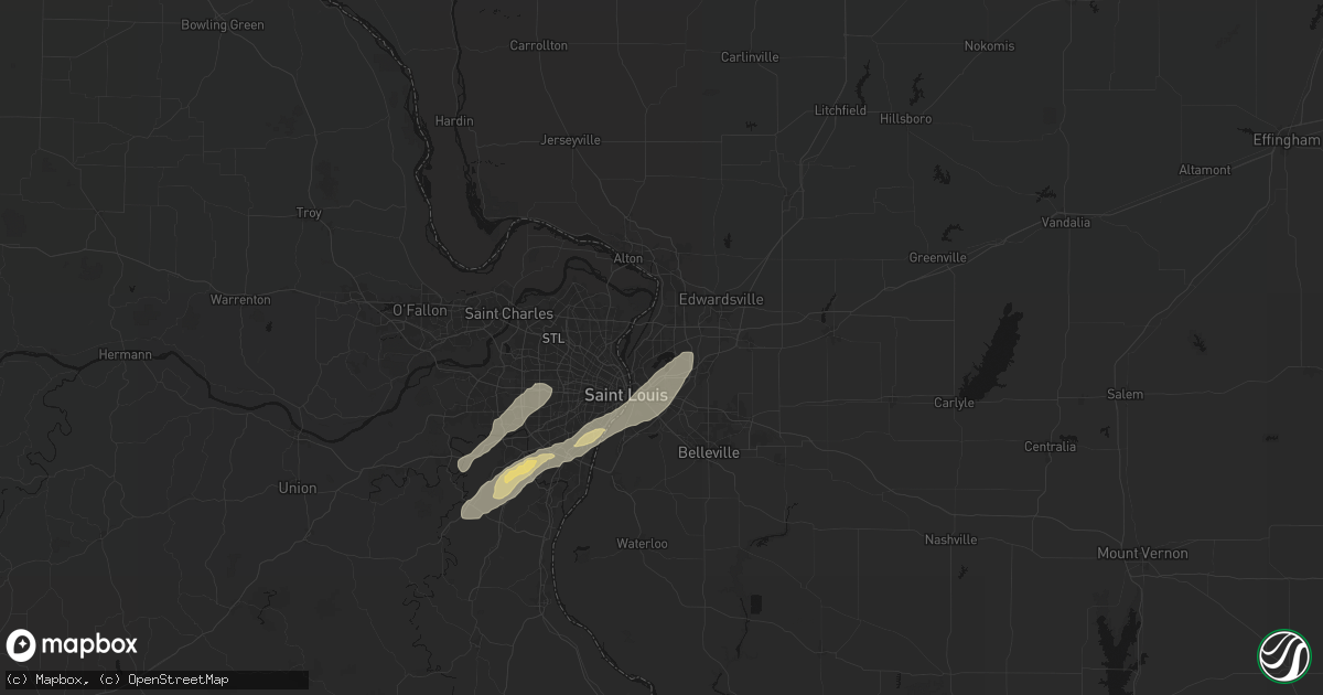 Hail map in Granite City, IL on October 13, 2026