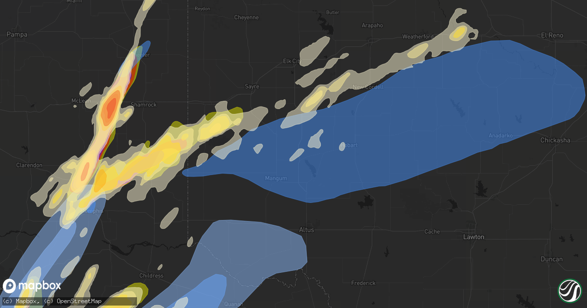 Hail map in Granite, OK on October 13, 2026