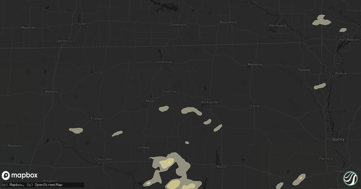 Hail map in Green Castle, MO on October 13, 2026