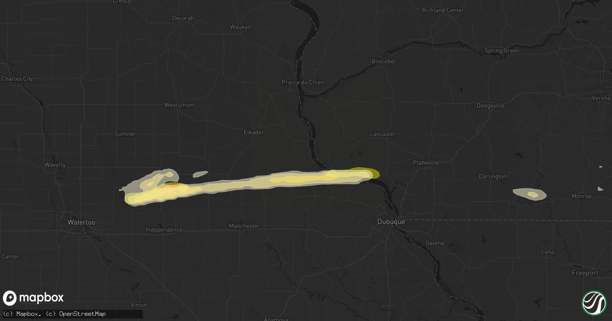 Hail map in Guttenberg, IA on October 13, 2026