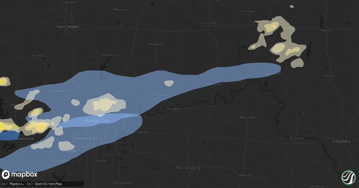 Hail map in Hardin, MO on October 13, 2026