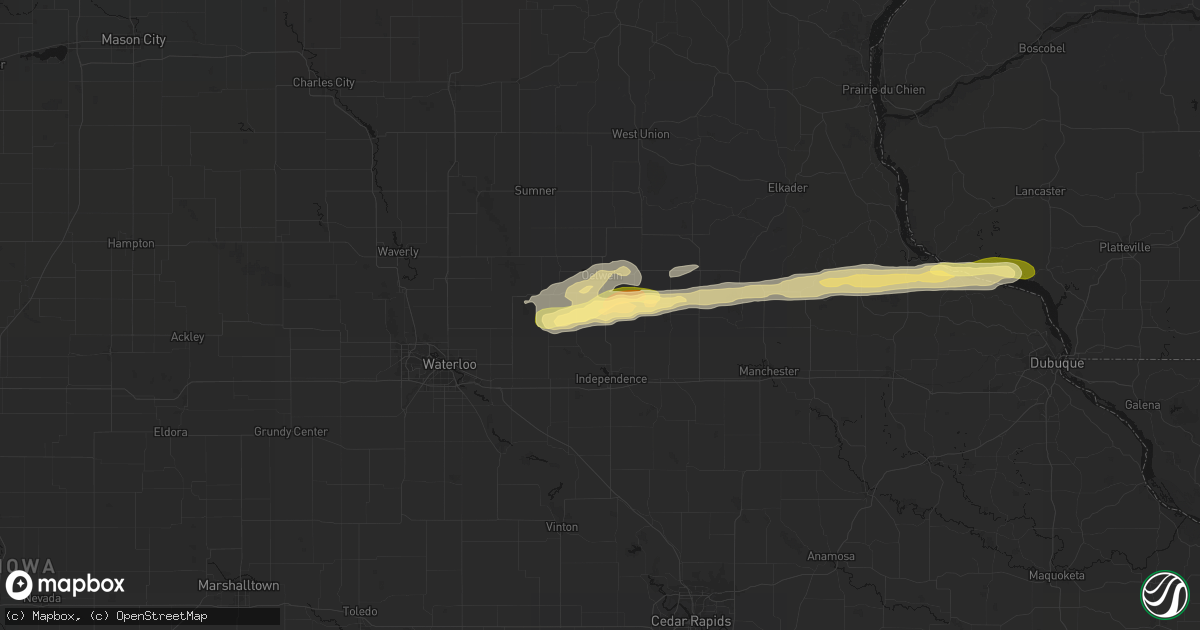 Hail map in Hazleton, IA on October 13, 2026