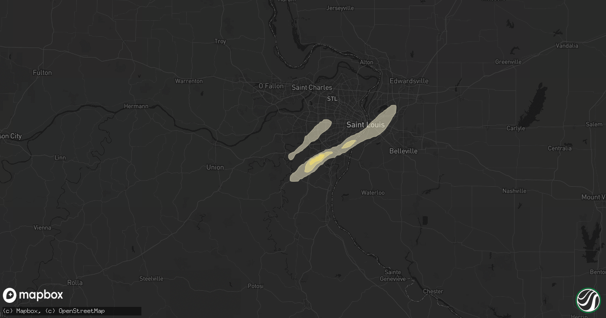 Hail map in High Ridge, MO on October 13, 2026