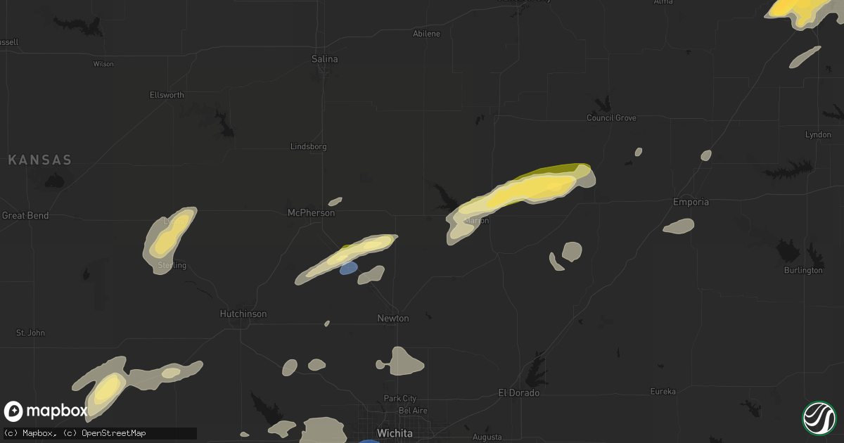 Hail map in Hillsboro, KS on October 13, 2026
