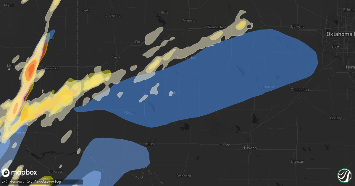 Hail map in Hobart, OK on October 13, 2026