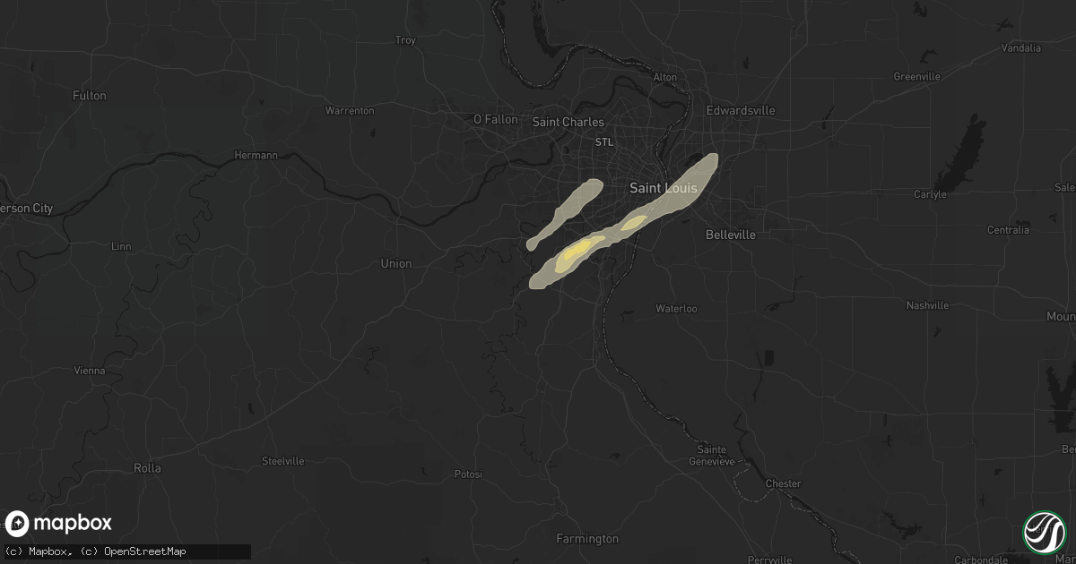 Hail map in House Springs, MO on October 13, 2026