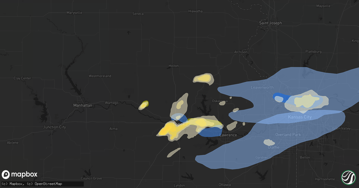 Hail map in Hoyt, KS on October 13, 2026