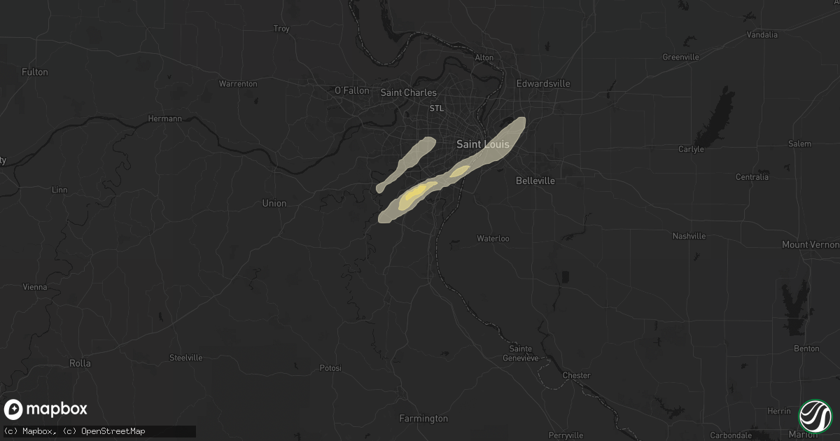 Hail map in Imperial, MO on October 13, 2026