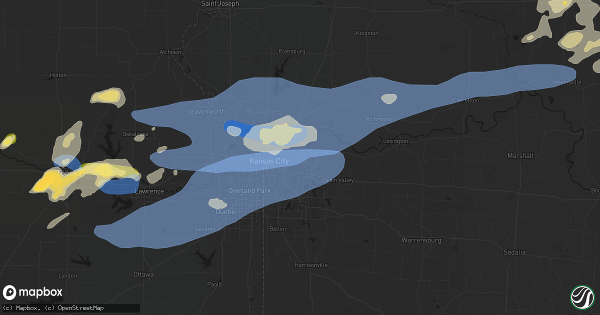 Hail map in Independence, MO on October 13, 2026
