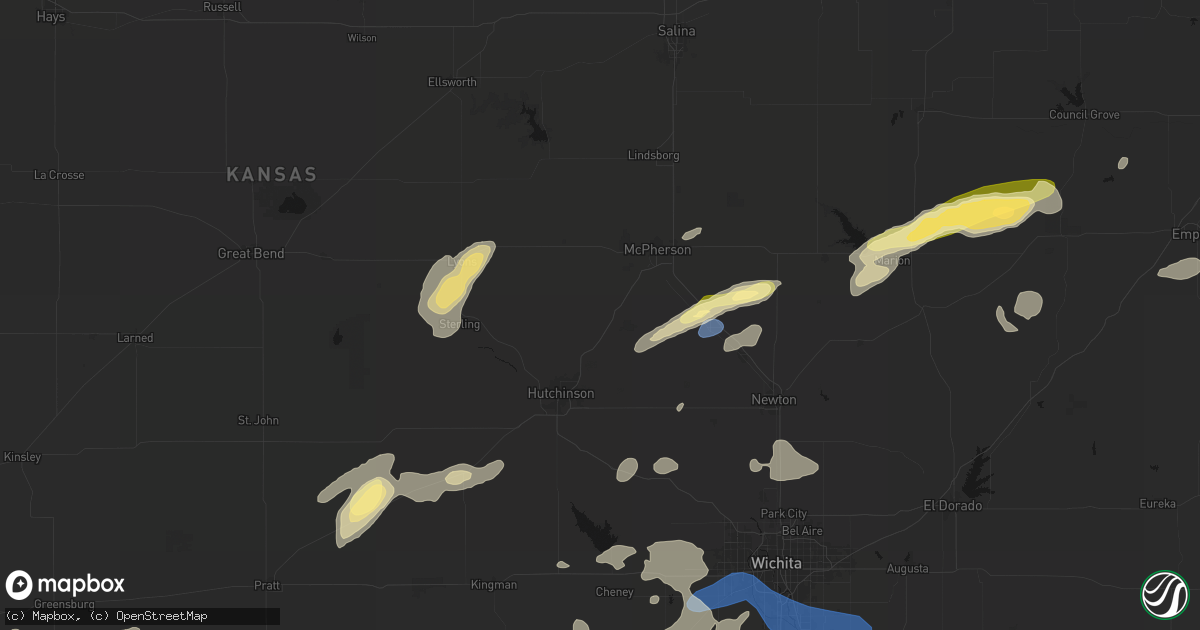 Hail map in Inman, KS on October 13, 2026
