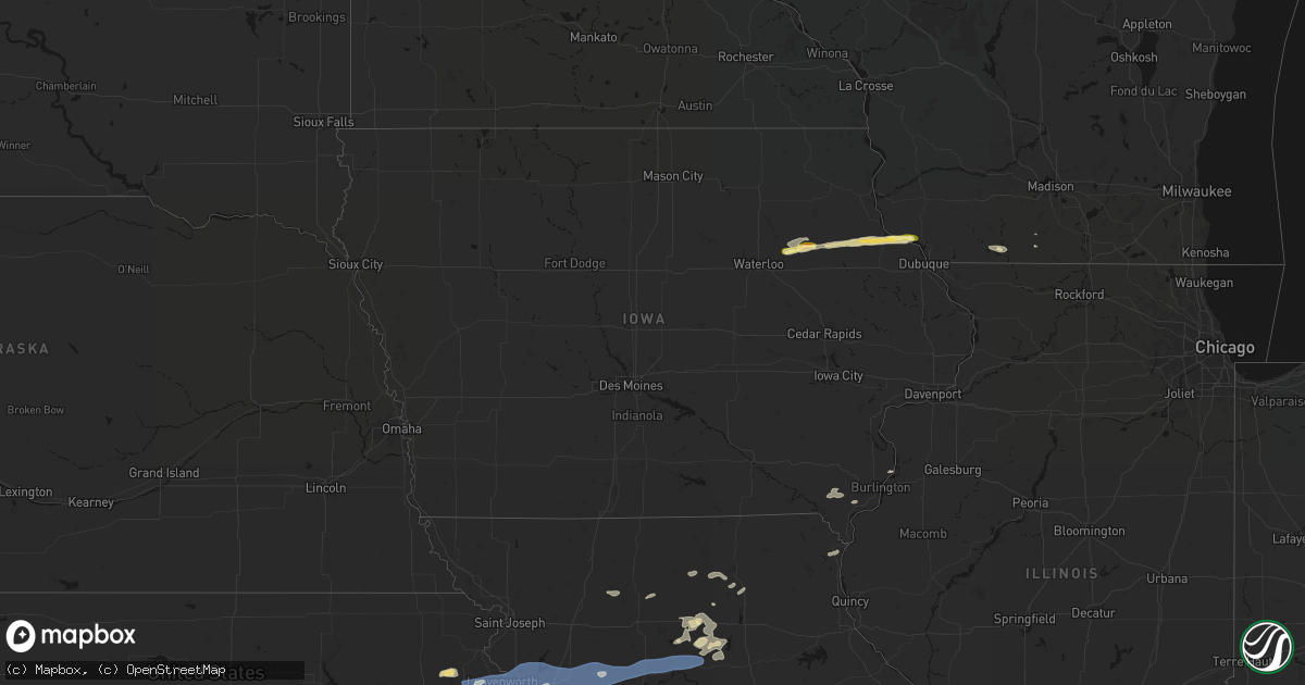 Hail map in Iowa on October 13, 2026