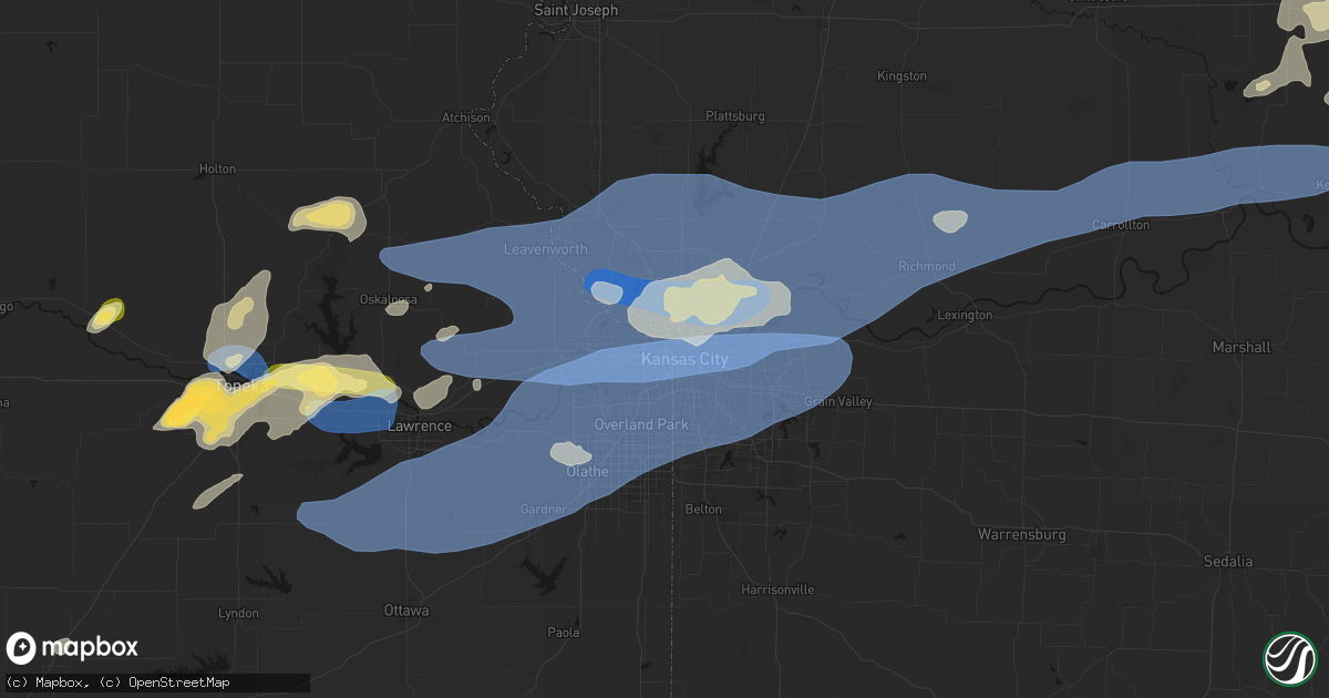 Hail map in Kansas City, KS on October 13, 2026
