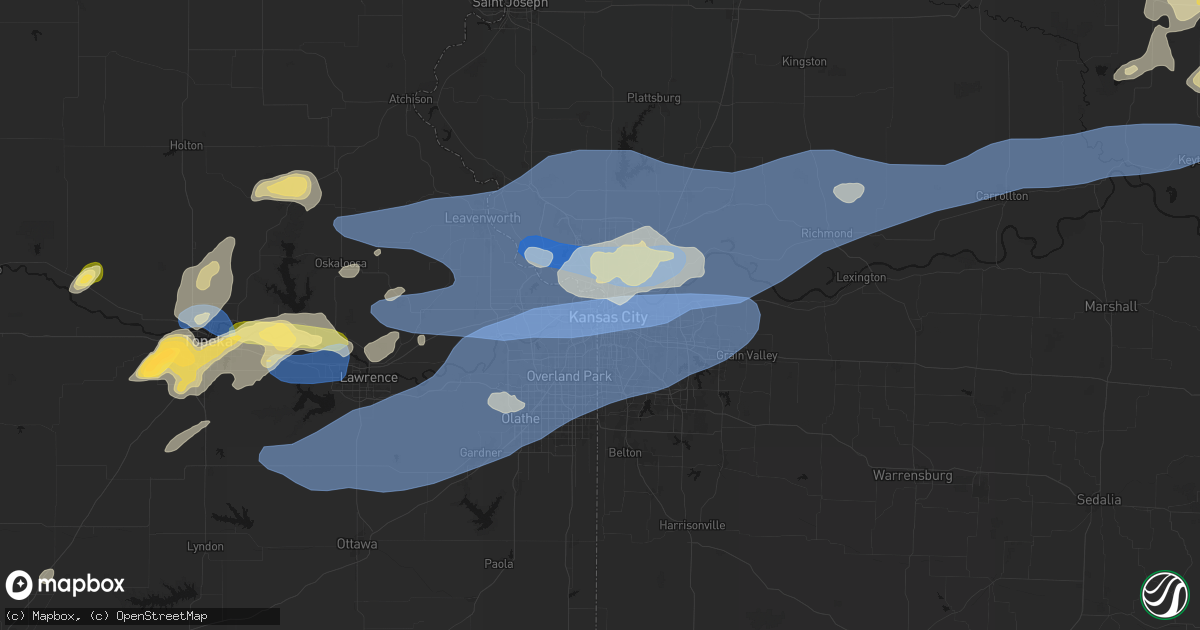 Hail map in Kansas City, MO on October 13, 2026