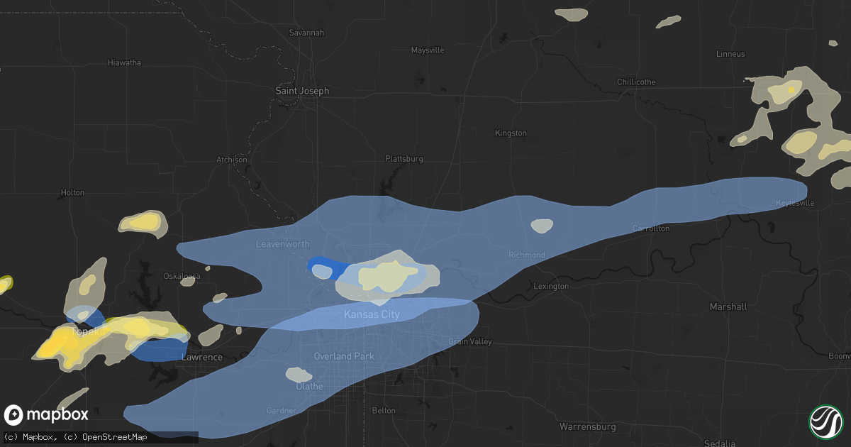 Hail map in Kearney, MO on October 13, 2026