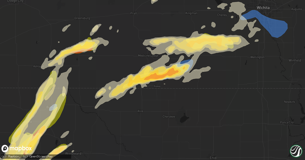 Hail map in Kiowa, KS on October 13, 2026