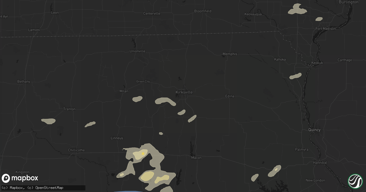 Hail map in Kirksville, MO on October 13, 2026
