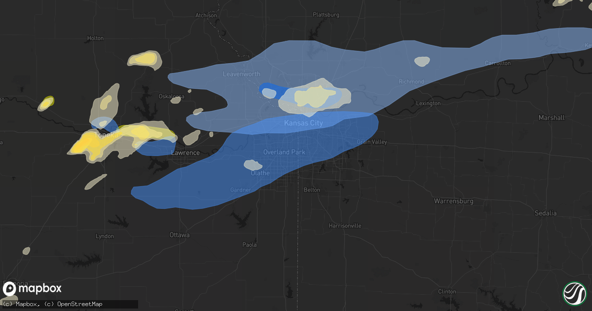 Hail map in Leawood, KS on October 13, 2026