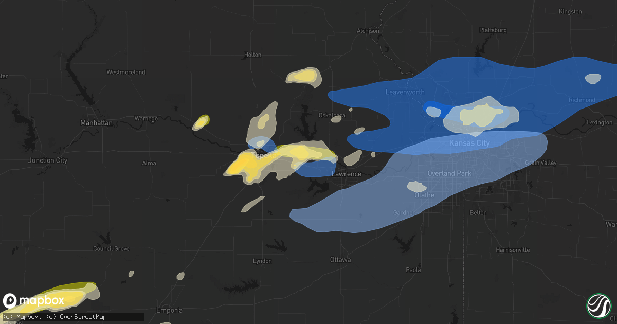 Hail map in Lecompton, KS on October 13, 2026