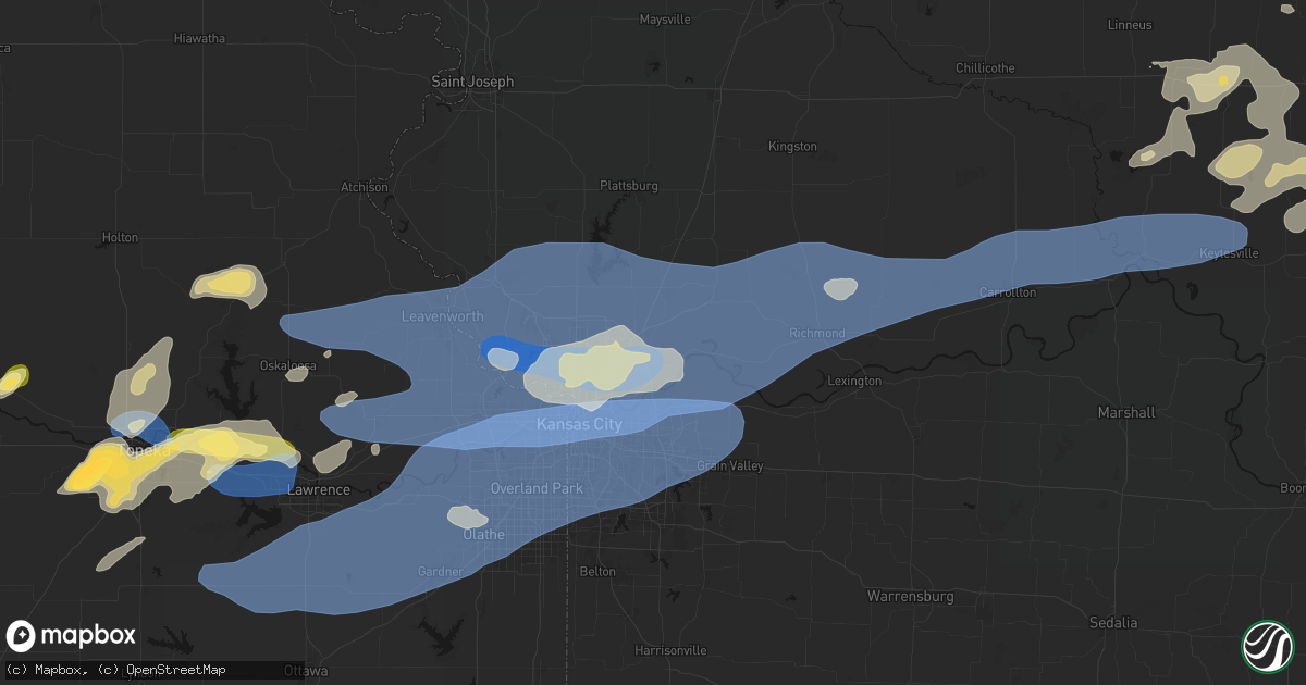 Hail map in Liberty, MO on October 13, 2026