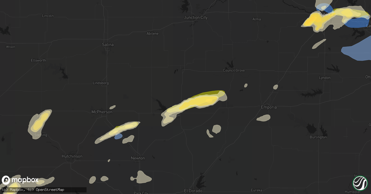 Hail map in Lincolnville, KS on October 13, 2026