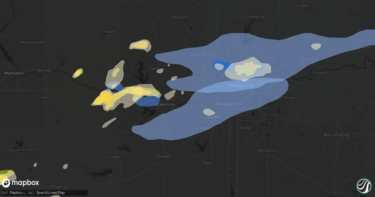 Hail map in Linwood, KS on October 13, 2026