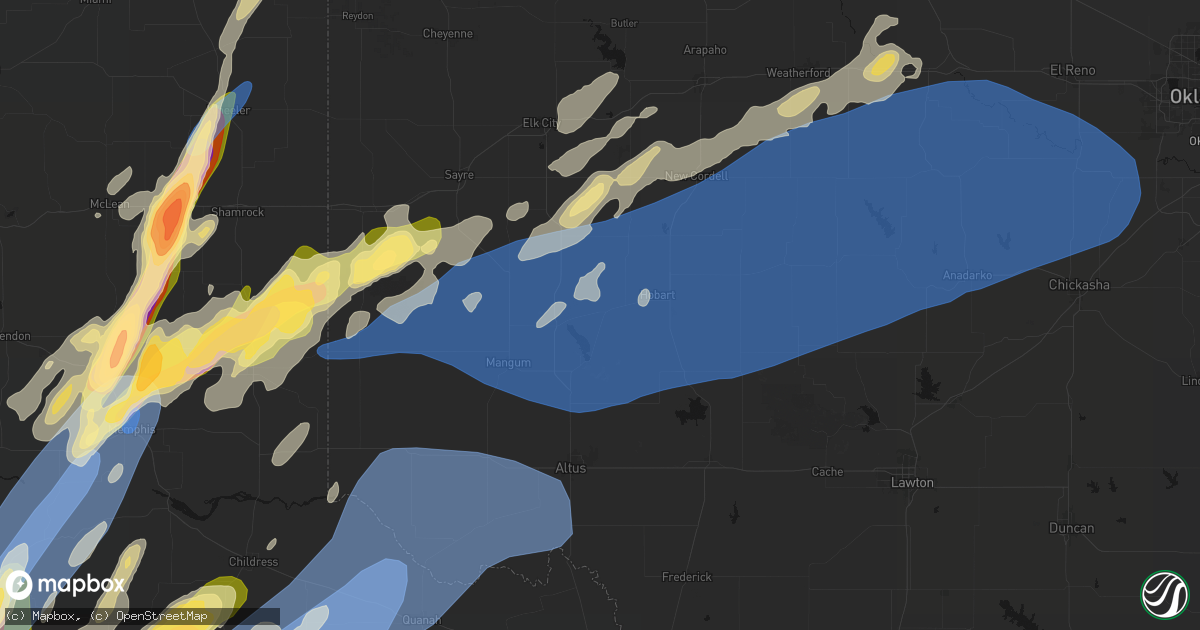Hail map in Lone Wolf, OK on October 13, 2026