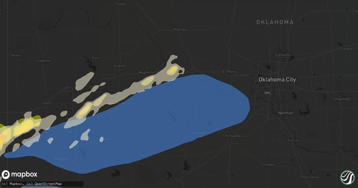 Hail map in Lookeba, OK on October 13, 2026