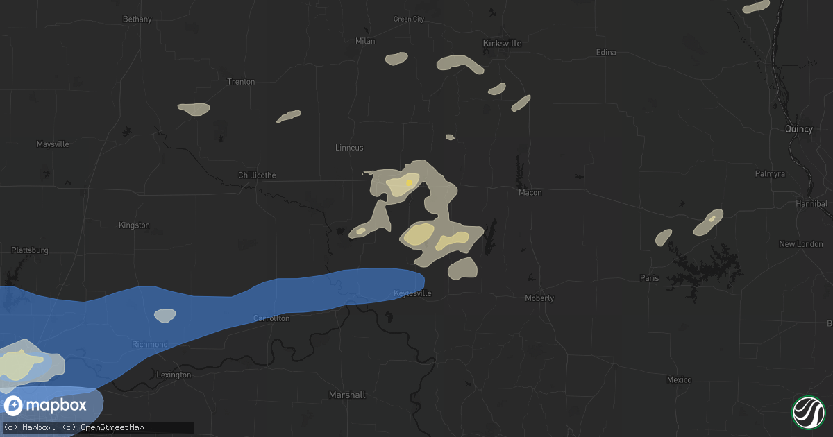 Hail map in Marceline, MO on October 13, 2026