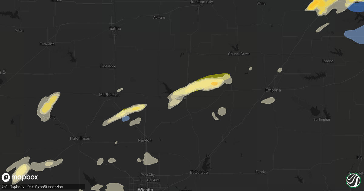 Hail map in Marion, KS on October 13, 2026