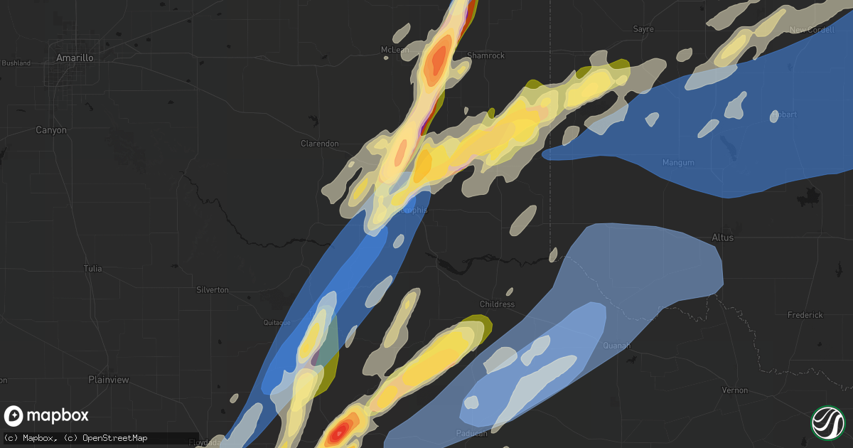 Hail map in Memphis, TX on October 13, 2026