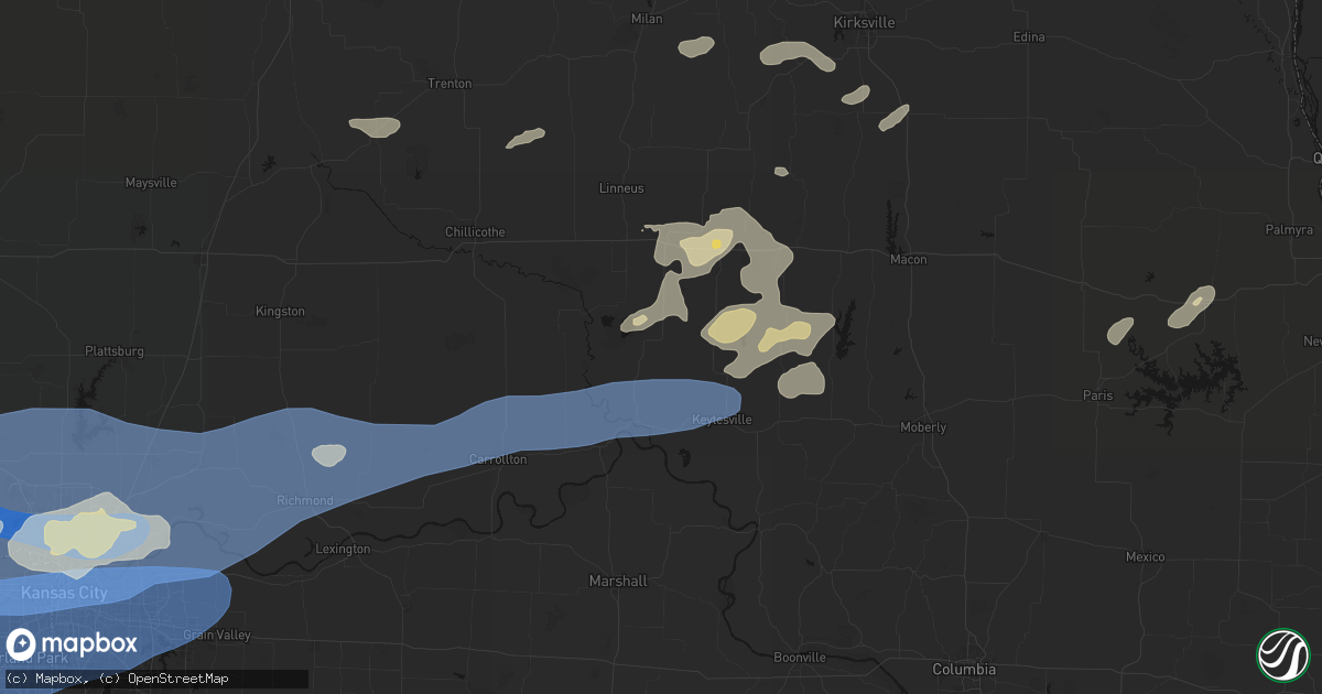 Hail map in Mendon, MO on October 13, 2026