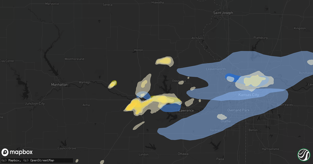 Hail map in Meriden, KS on October 13, 2026