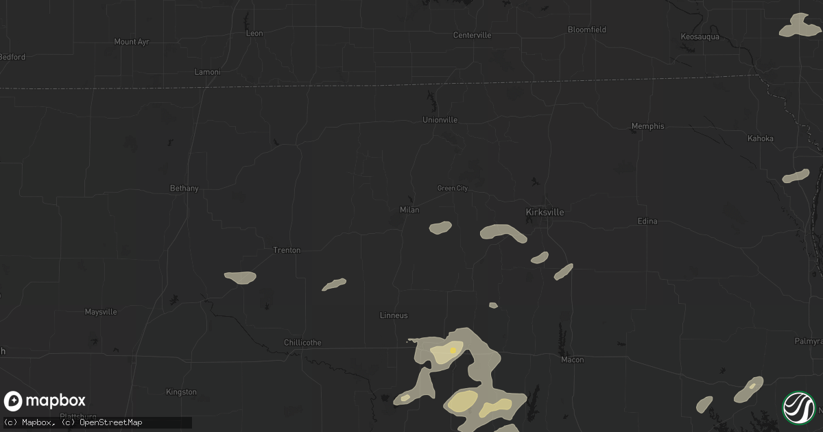 Hail map in Milan, MO on October 13, 2026
