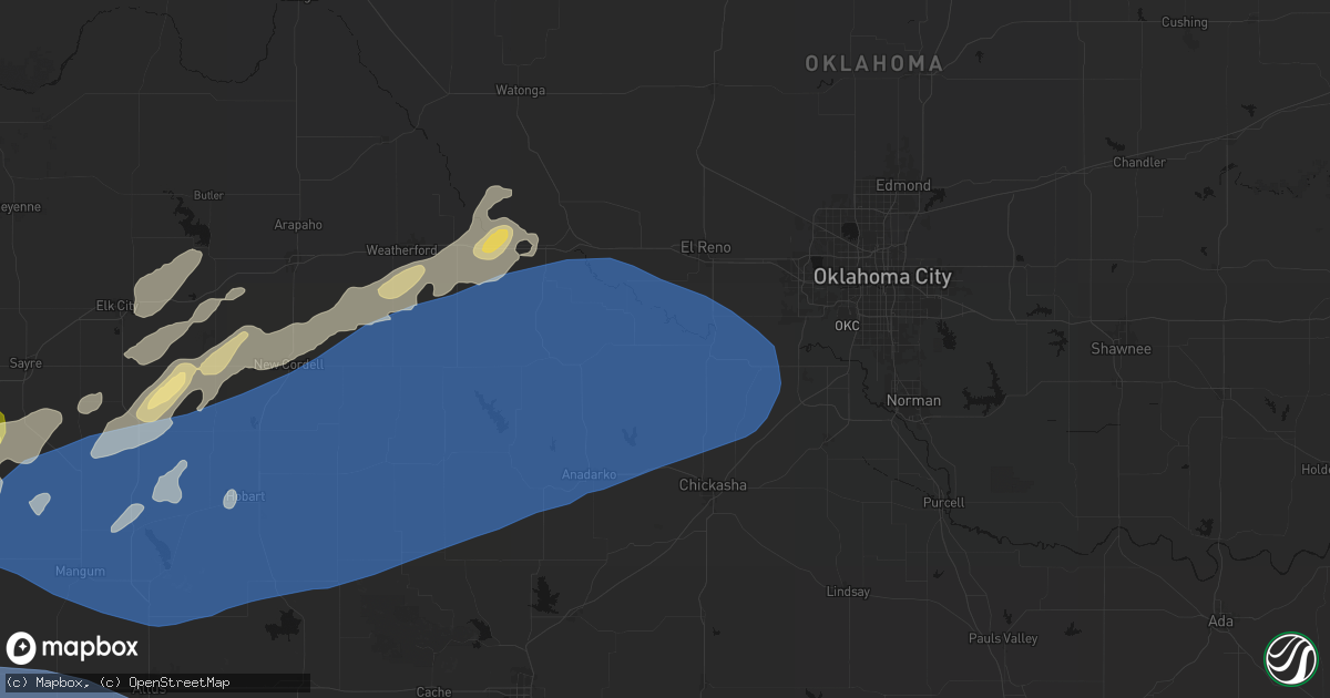 Hail map in Minco, OK on October 13, 2026